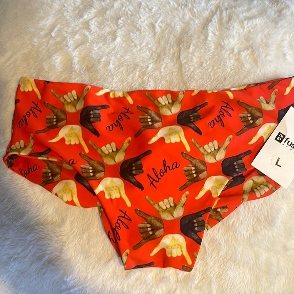 NWT Fused Hawaii Rare Discontinued Kona Swim Bikini Bottoms Large Aloha Always